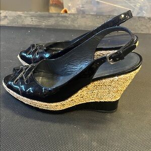 Stuart Weitzman Black Patent Leather Wedges